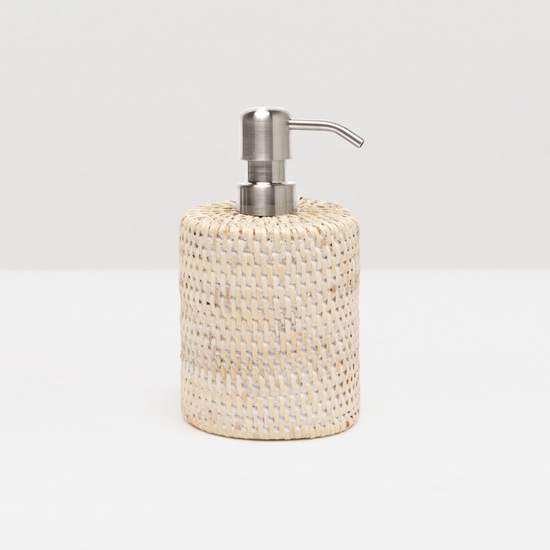 Dalton Whitewashed Soap Pump (rattan) | interior design accessories accents | Charleston Interior Designer