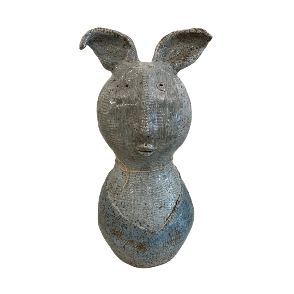 hand-made Chinese sculpture #0832 (blue rabbit in love) | interior design accessories accents | Charleston Interior Designer