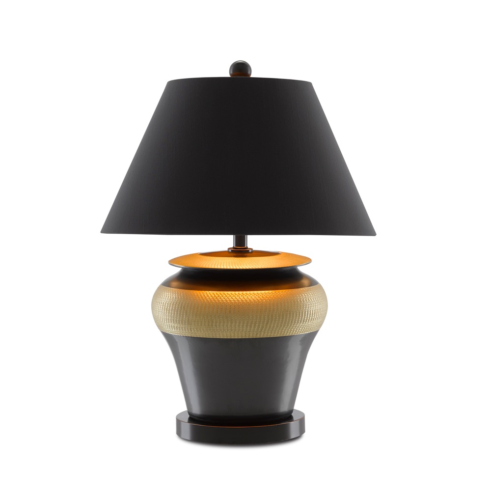 black + chiseled gold table lamp Charleston Interior Designer