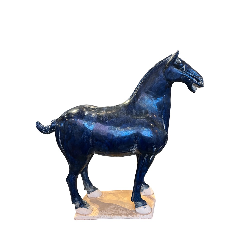 tang dynasty horse blue large| interior design accessories accents | Charleston Interior Designer